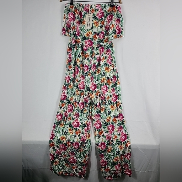 NEW Savanna Jane Life Of The Party Floral Sleeveless Boho Jumpsuit Playsuit Sz S - Picture 1 of 7